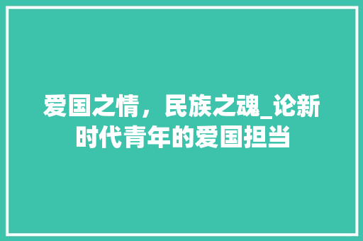 爱国之情，民族之魂_论新时代青年的爱国担当