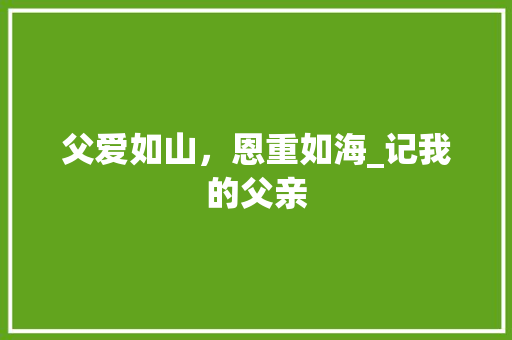 父爱如山，恩重如海_记我的父亲 报告写作