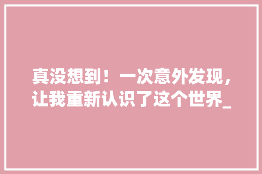 真没想到！一次意外发现，让我重新认识了这个世界_四年级以真没想到为题400字 词汇积累