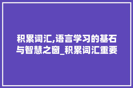 积累词汇,语言学习的基石与智慧之窗_积累词汇重要性文案