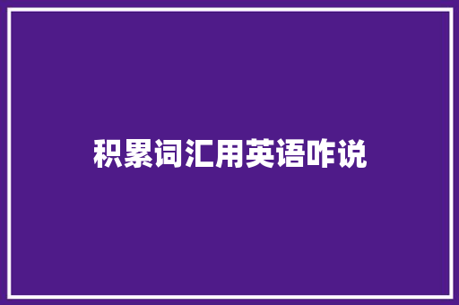 积累词汇用英语咋说