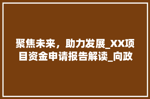聚焦未来，助力发展_XX项目资金申请报告解读_向政府申请项目资金申请报告