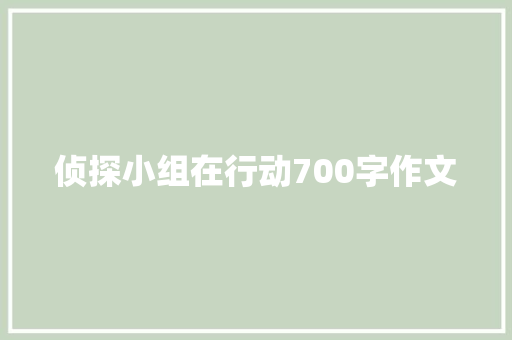 侦探小组在行动700字作文 写作技巧