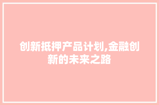 创新抵押产品计划,金融创新的未来之路