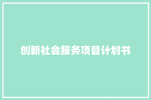 创新社会服务项目计划书