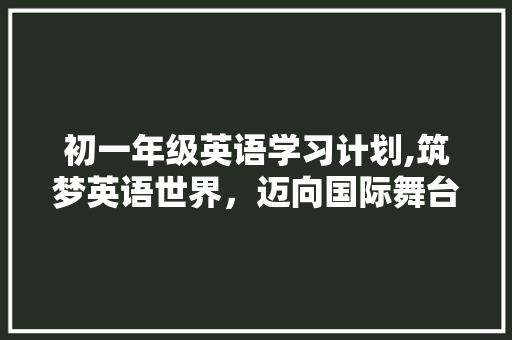 初一年级英语学习计划,筑梦英语世界，迈向国际舞台