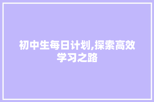 初中生每日计划,探索高效学习之路 词汇积累