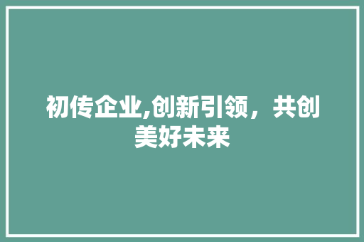 初传企业,创新引领，共创美好未来 写作技巧