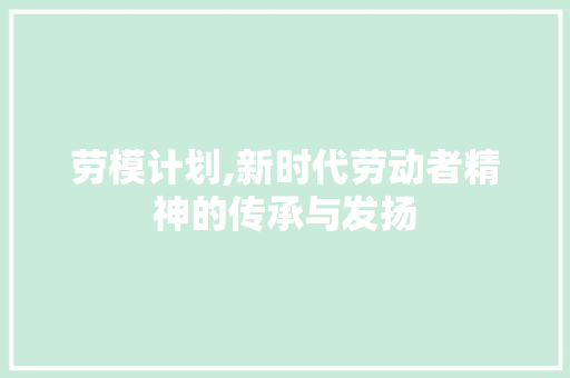 劳模计划,新时代劳动者精神的传承与发扬