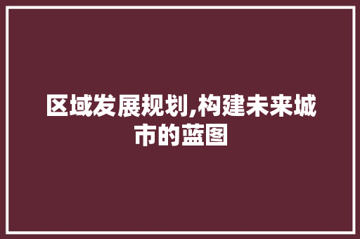 区域发展规划,构建未来城市的蓝图 商业文案