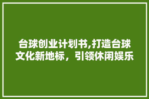 台球创业计划书,打造台球文化新地标，引领休闲娱乐新潮流