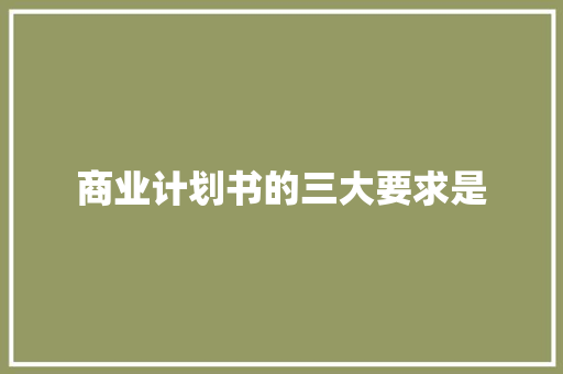 商业计划书的三大要求是