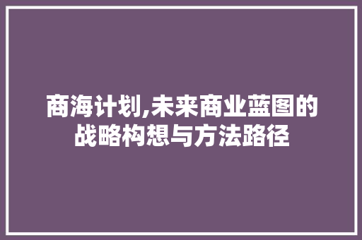 商海计划,未来商业蓝图的战略构想与方法路径