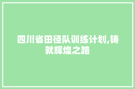 四川省田径队训练计划,铸就辉煌之路