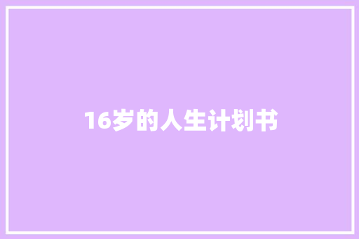 16岁的人生计划书