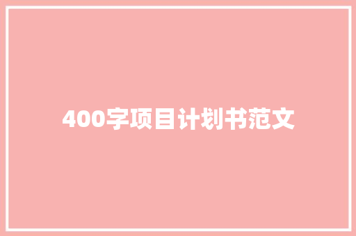 400字项目计划书范文