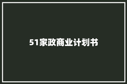 51家政商业计划书