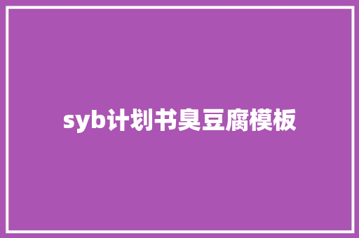 syb计划书臭豆腐模板