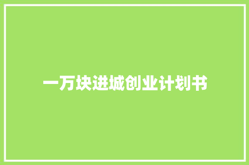 一万块进城创业计划书