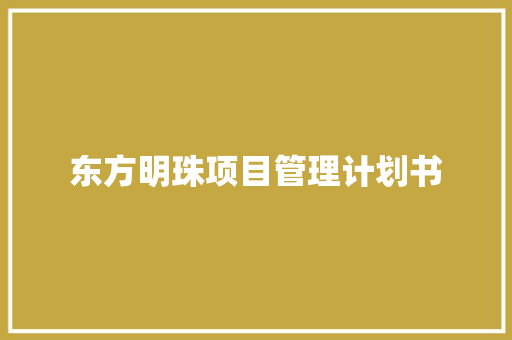 东方明珠项目管理计划书