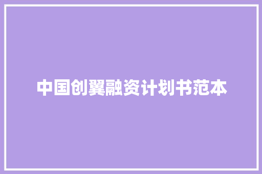 中国创翼融资计划书范本 写作社区