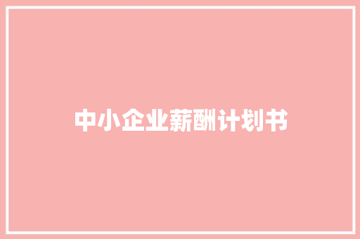 中小企业薪酬计划书 写作社区