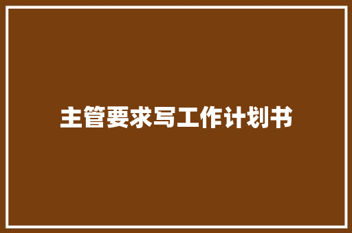 主管要求写工作计划书