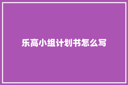 乐高小组计划书怎么写 商业文案