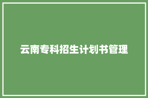 云南专科招生计划书管理 简历模板