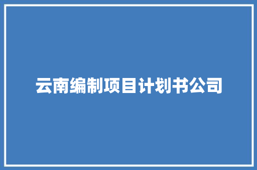 云南编制项目计划书公司