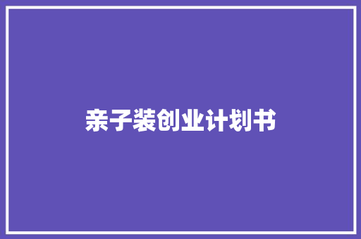 亲子装创业计划书 报告写作