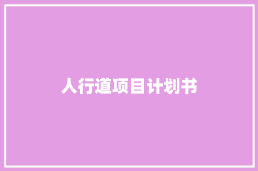 人行道项目计划书