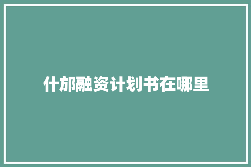 什邡融资计划书在哪里 简历模板