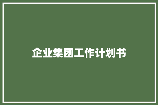企业集团工作计划书