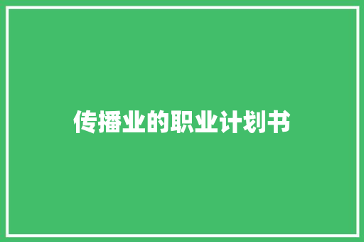 传播业的职业计划书 报告写作
