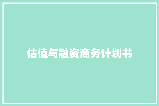 估值与融资商务计划书 写作技巧