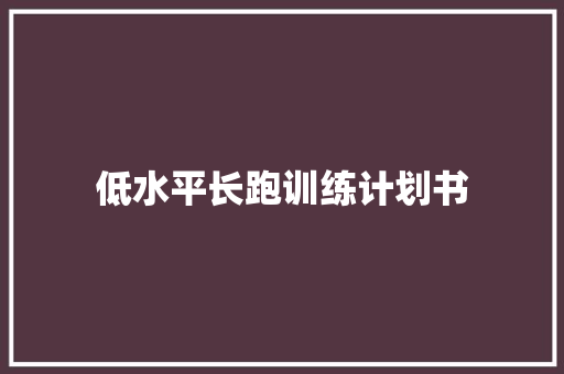 低水平长跑训练计划书