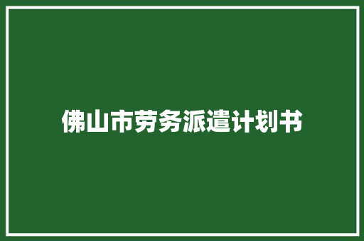 佛山市劳务派遣计划书 报告写作