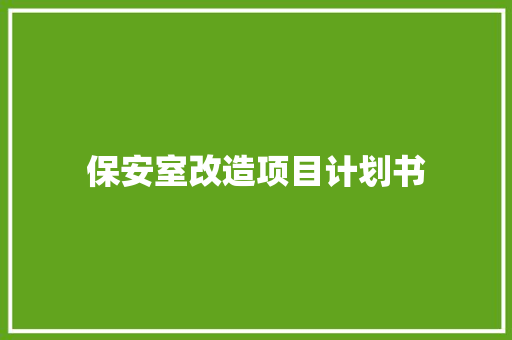保安室改造项目计划书