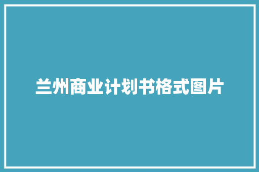 兰州商业计划书格式图片