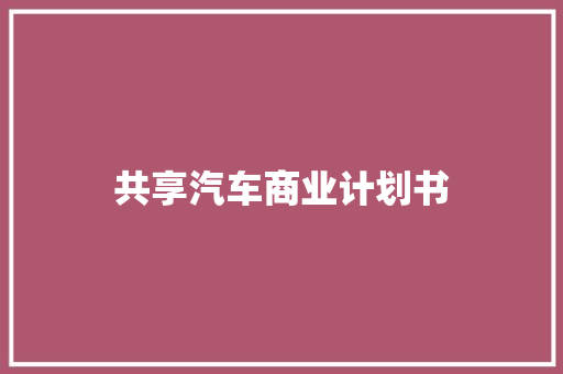 共享汽车商业计划书
