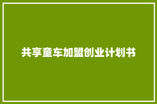 共享童车加盟创业计划书