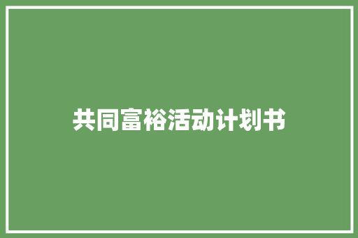 共同富裕活动计划书