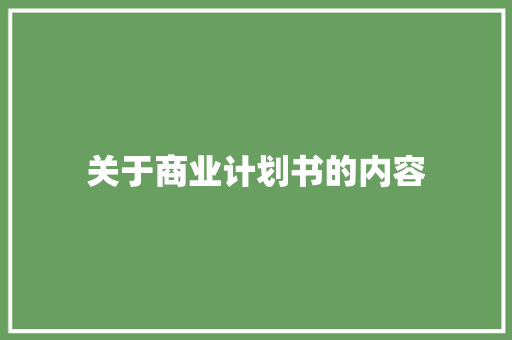 关于商业计划书的内容