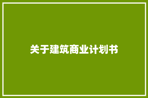 关于建筑商业计划书