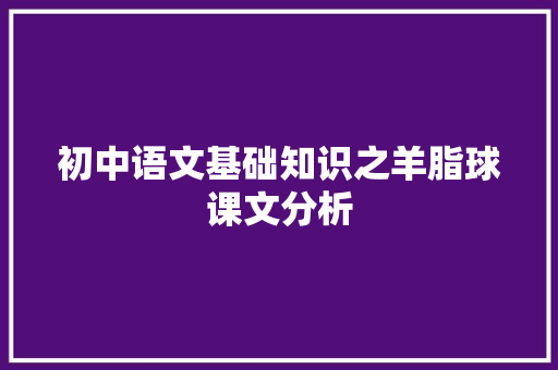 初中语文基础知识之羊脂球课文分析