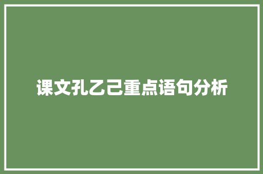 课文孔乙己重点语句分析