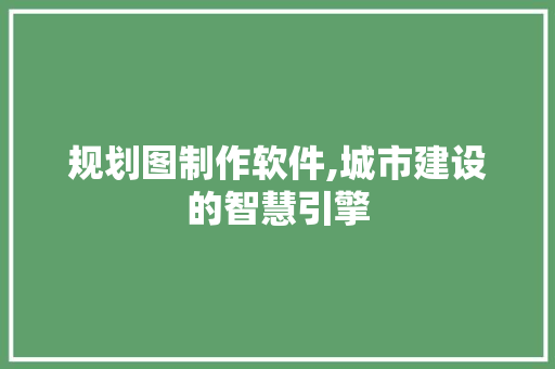 规划图制作软件,城市建设的智慧引擎