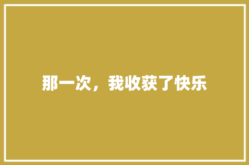 那一次，我收获了快乐 词汇积累