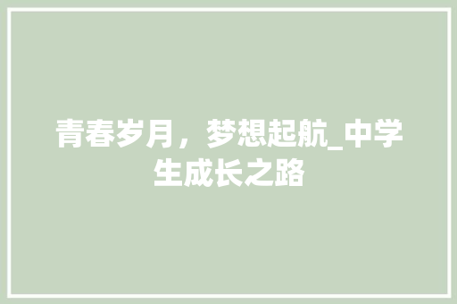 青春岁月，梦想起航_中学生成长之路